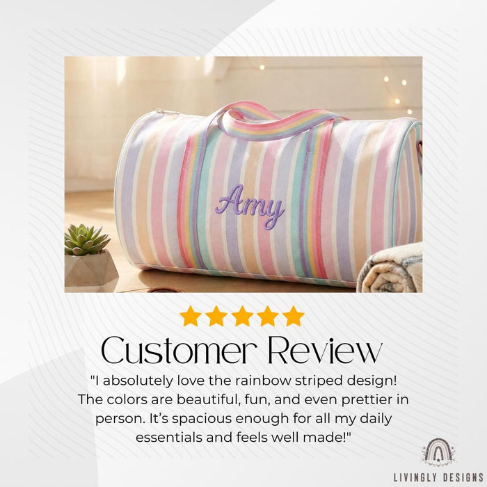Custom Striped Canvas Travel Bag: Large Shoulder & Crossbody Bag