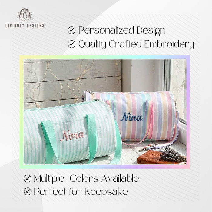 Custom Striped Canvas Travel Bag: Large Shoulder & Crossbody Bag