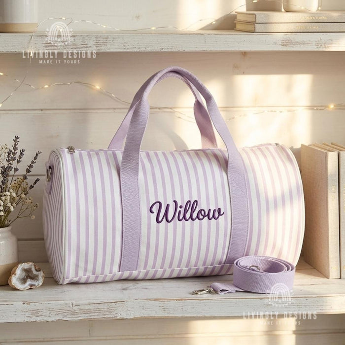 Custom Striped Canvas Travel Bag: Large Shoulder & Crossbody Bag