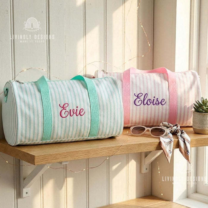 Custom Striped Canvas Travel Bag: Large Shoulder & Crossbody Bag