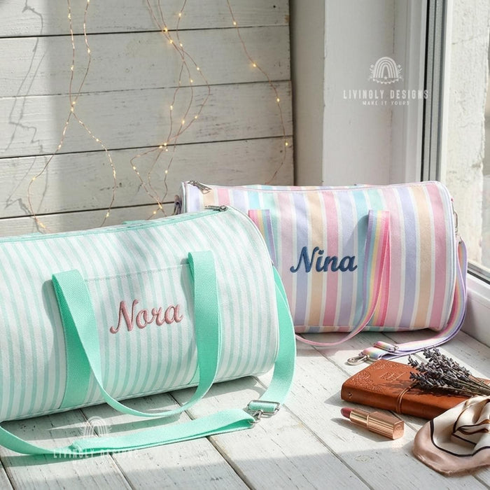 Custom Striped Canvas Travel Bag: Large Shoulder & Crossbody Bag