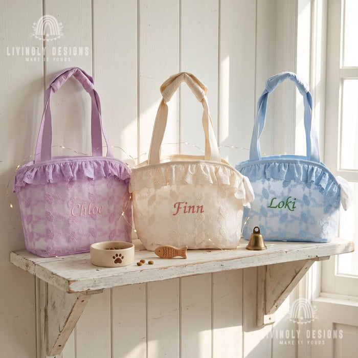 Custom Embroidered Name Cat Carrier Bag: Shoulder, Handheld & Crossbody Portable Tote