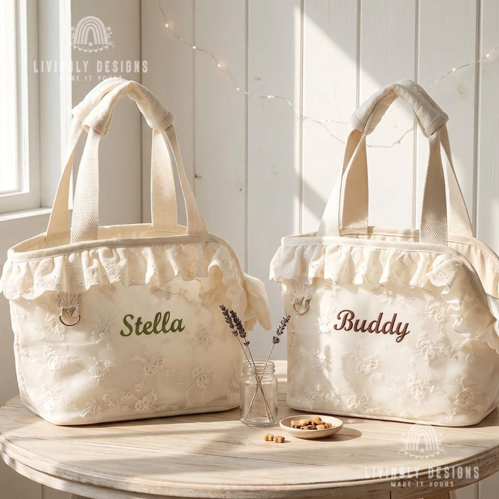 Custom Embroidered Name Cat Carrier Bag: Shoulder, Handheld & Crossbody Portable Tote