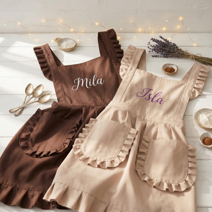 Custom Embroidered Name Princess Style Apron: Elegant Personalized Kitchen & Work Apron