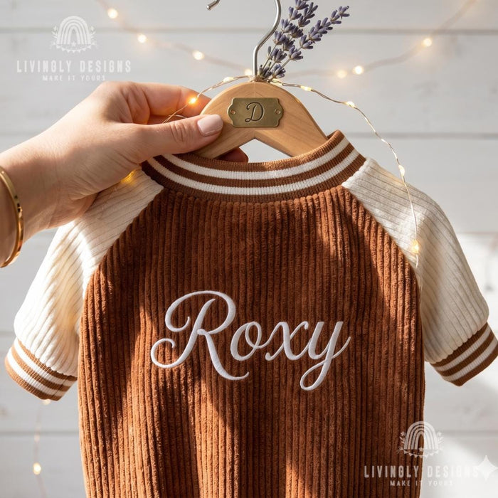 Custom Embroidered Dog Baseball Jacket – Warm Fleece-Lined Autumn/Winter Pet Coat