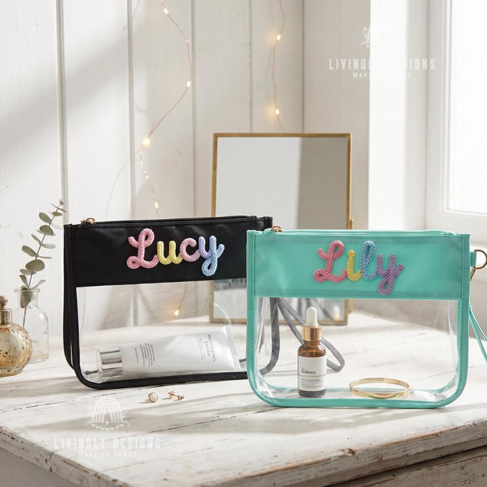 Personalized Clear PVC Waterproof Cosmetic Bag – Large Capacity Travel Toiletry Organizer