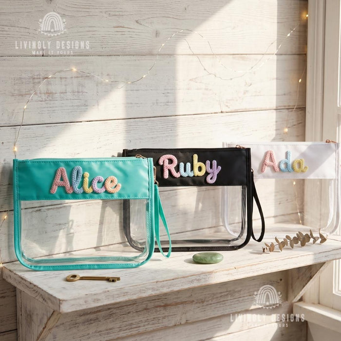 Personalized Clear PVC Waterproof Cosmetic Bag – Large Capacity Travel Toiletry Organizer