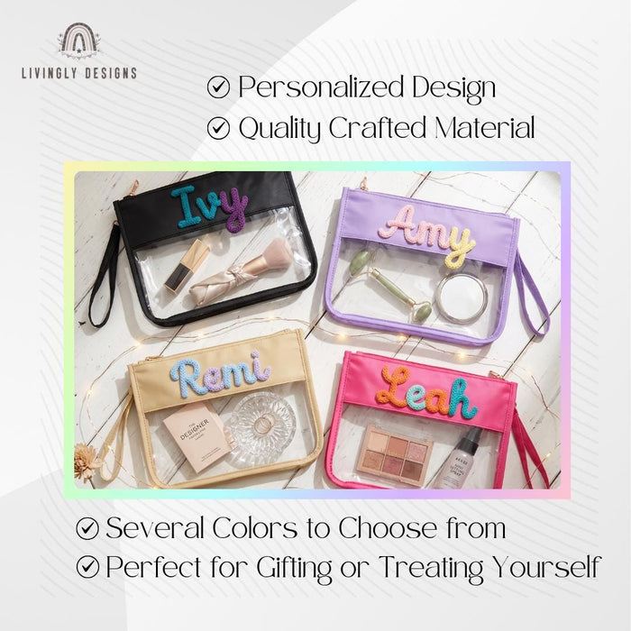 Personalized Clear PVC Waterproof Cosmetic Bag – Large Capacity Travel Toiletry Organizer