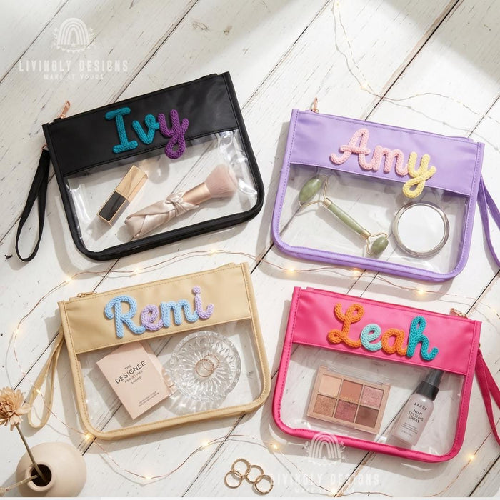 Personalized Clear PVC Waterproof Cosmetic Bag – Large Capacity Travel Toiletry Organizer