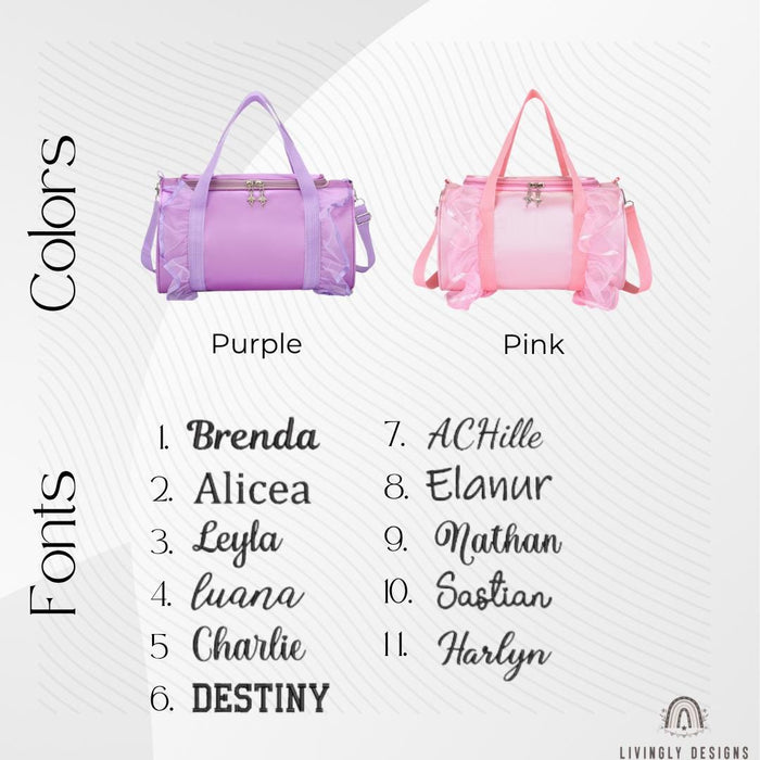 Custom Name Kids Dance Bag | Children's  Ballet & Latin Dance Duffel Bag