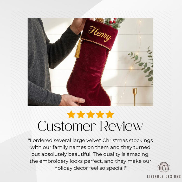 Custom Name Holiday Hanging Stocking Ornament | Festive Fireplace Decoration