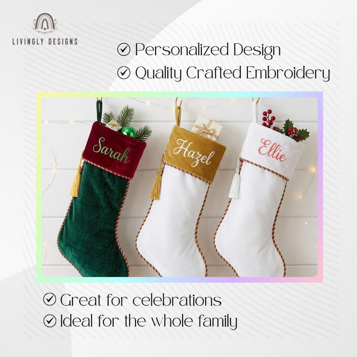 Custom Name Christmas Stocking | Personalized Holiday Hanging Decor, Festive Fireplace Accent