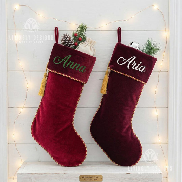 Custom Name Christmas Stocking | Personalized Holiday Hanging Decor, Festive Fireplace Accent