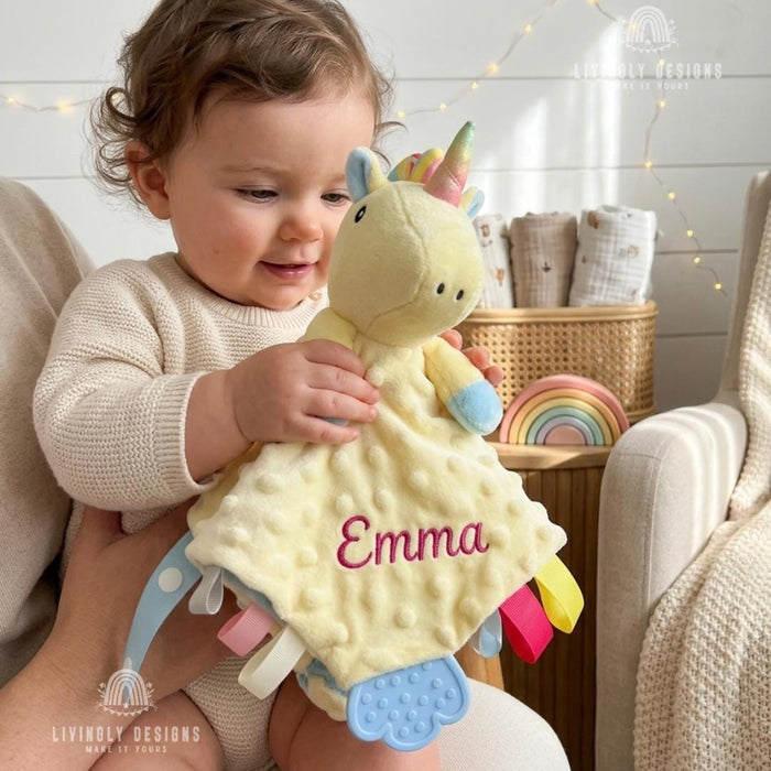 Custom Name Cartoon Animal Baby Comforter for Newborns