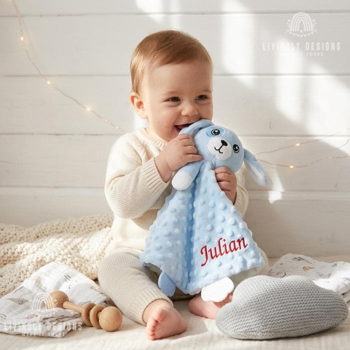 Custom Name Cartoon Animal Baby Comforter for Newborns