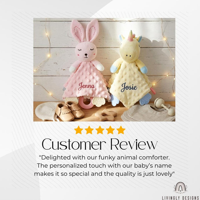 Custom Name Cartoon Animal Baby Comforter for Newborns