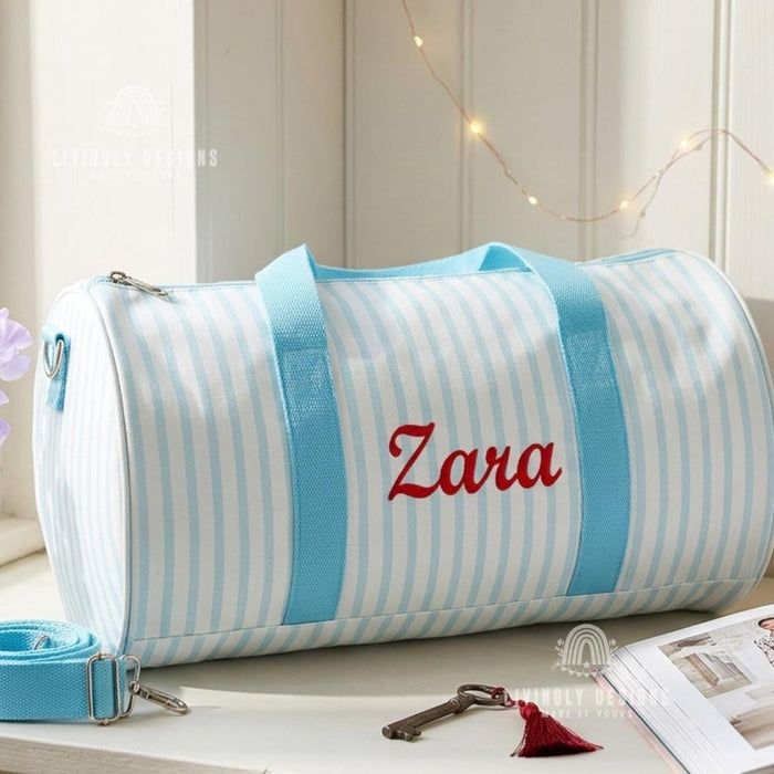 Custom Striped Canvas Travel Bag: Large Shoulder & Crossbody Bag