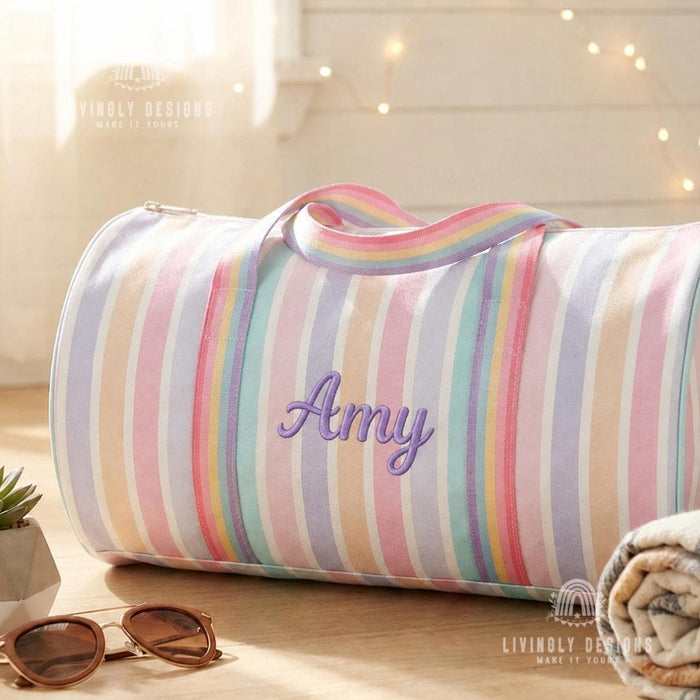 Custom Striped Canvas Travel Bag: Large Shoulder & Crossbody Bag