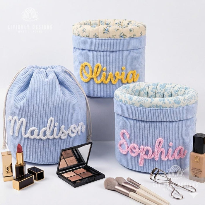 Custom Cosmetic Bag: Large Capacity Cylindrical Makeup Organizer
