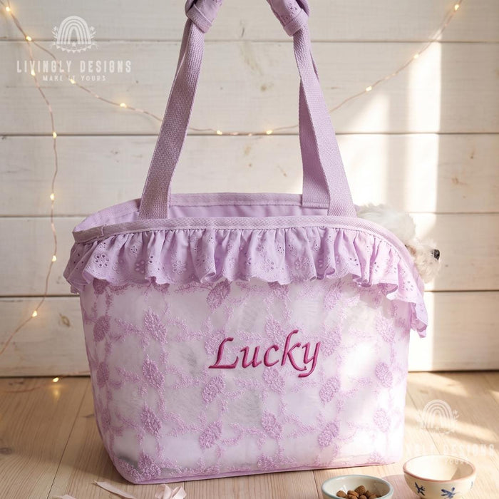 Custom Embroidered Name Cat Carrier Bag: Shoulder, Handheld & Crossbody Portable Tote