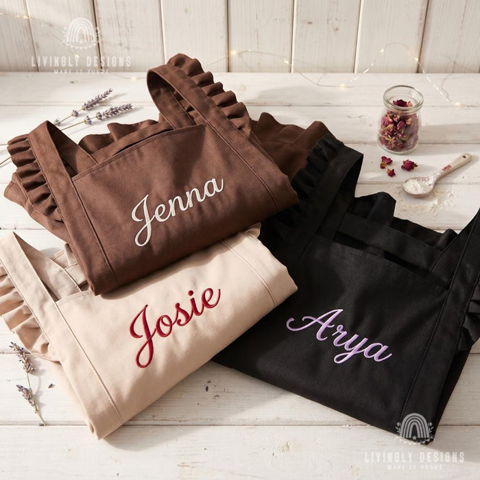 Custom Embroidered Name Princess Style Apron: Elegant Personalized Kitchen & Work Apron