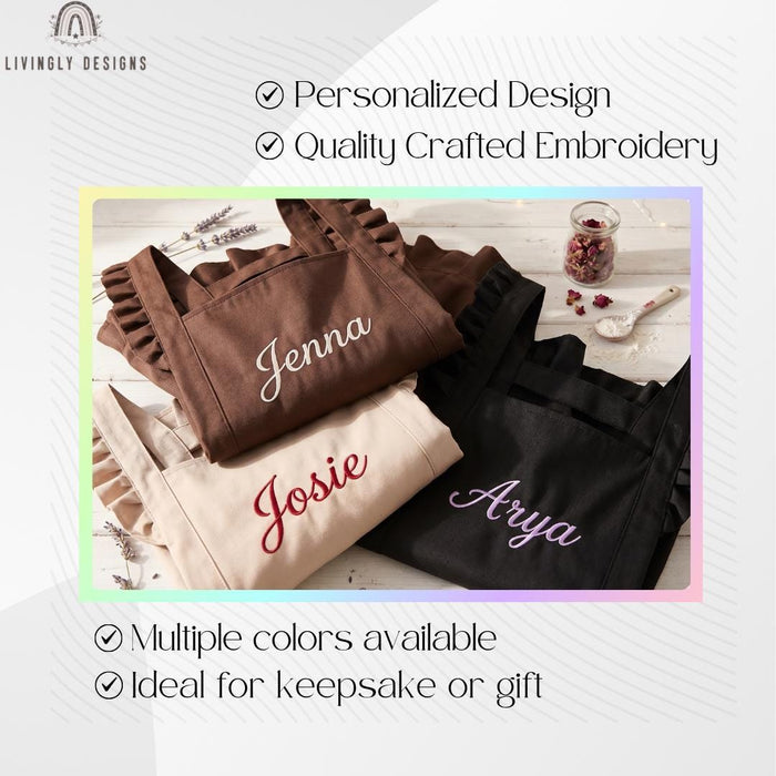Custom Embroidered Name Princess Style Apron: Elegant Personalized Kitchen & Work Apron
