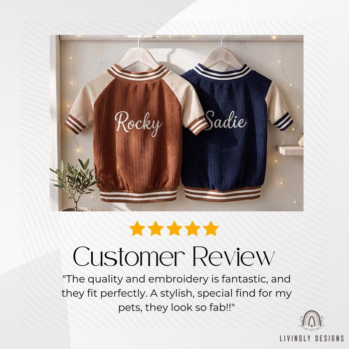 Custom Embroidered Dog Baseball Jacket – Warm Fleece-Lined Autumn/Winter Pet Coat