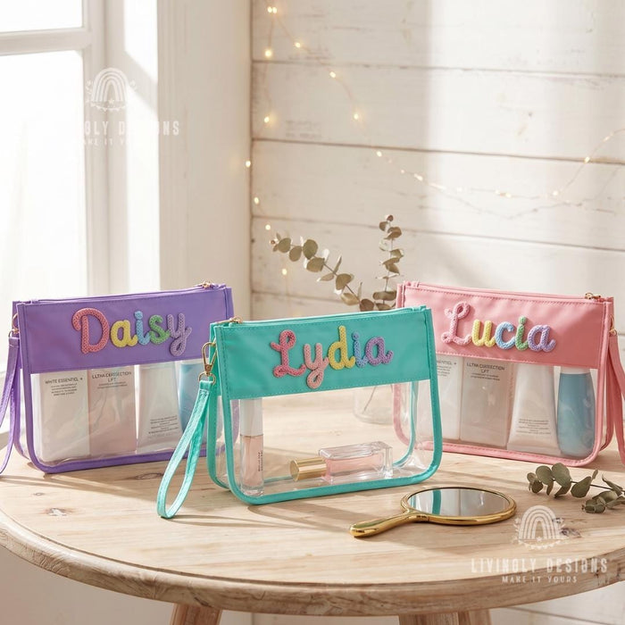 Personalized Clear PVC Waterproof Cosmetic Bag – Large Capacity Travel Toiletry Organizer