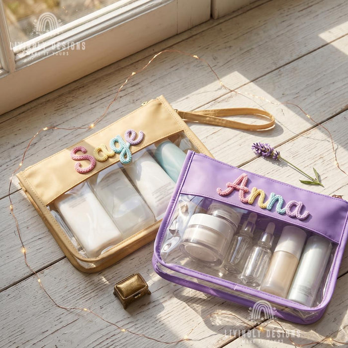 Personalized Clear PVC Waterproof Cosmetic Bag – Large Capacity Travel Toiletry Organizer