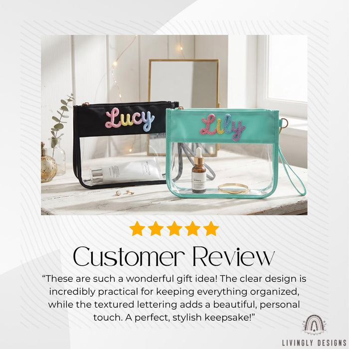 Personalized Clear PVC Waterproof Cosmetic Bag – Large Capacity Travel Toiletry Organizer