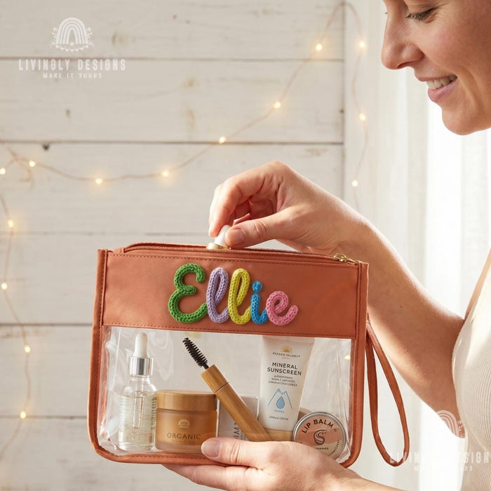 Personalized Clear PVC Waterproof Cosmetic Bag – Large Capacity Travel Toiletry Organizer