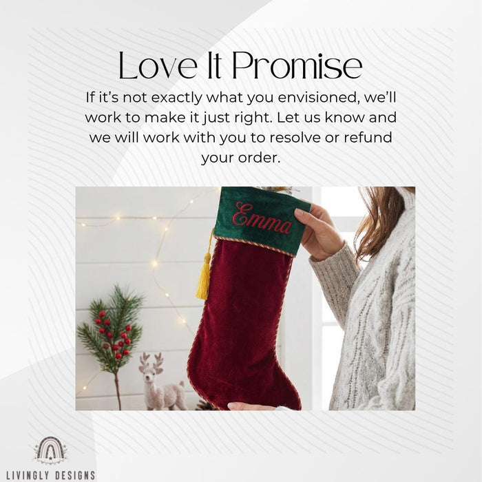 Custom Name Christmas Stocking | Personalized Holiday Hanging Decor, Festive Fireplace Accent