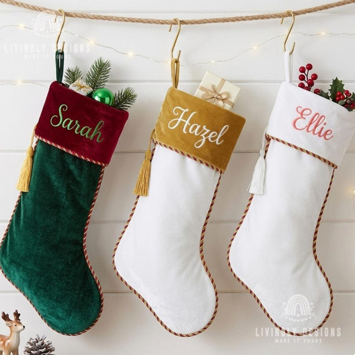 Custom Name Christmas Stocking | Personalized Holiday Hanging Decor, Festive Fireplace Accent