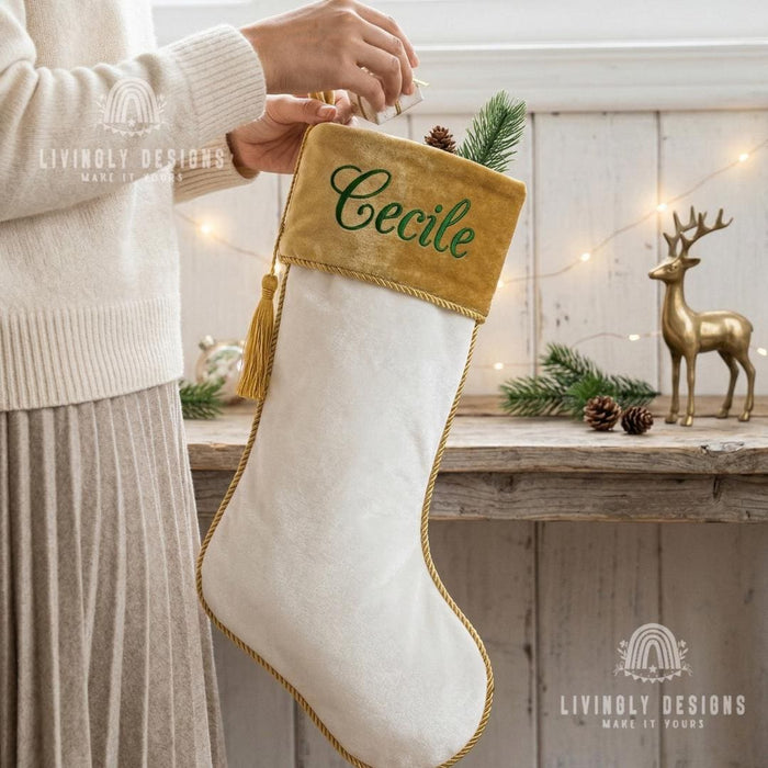 Custom Name Christmas Stocking | Personalized Holiday Hanging Decor, Festive Fireplace Accent