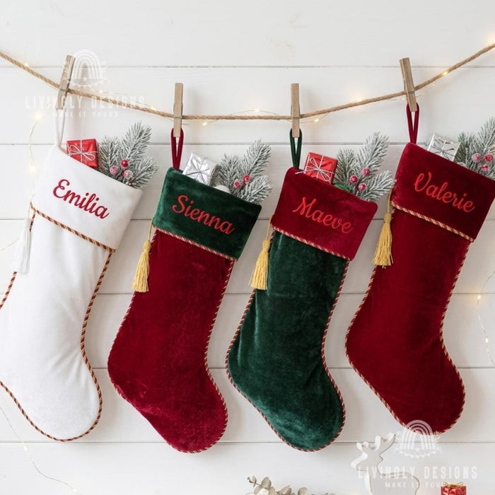 Custom Name Christmas Stocking | Personalized Holiday Hanging Decor, Festive Fireplace Accent