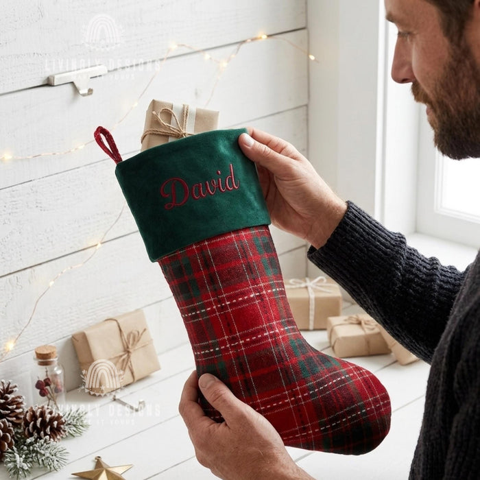Personalized Christmas Stocking: Name Embroidered Holiday Stocking