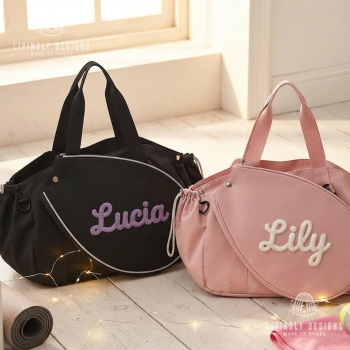 Personalized Racket Duffle Bag: Tennis Tote with Embroidered Charm