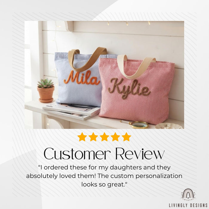 Custom Embroidered Tote: Striped Cotton Tote with Contrast Strap
