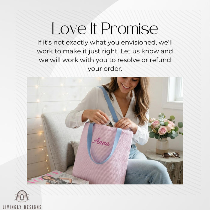 Custom Embroidered Tote: Striped Cotton Tote with Contrast Handle