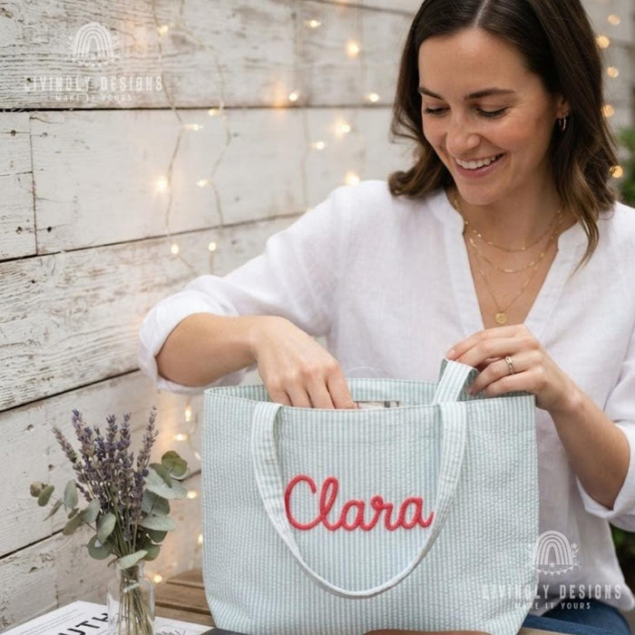 Custom Name Tote Bag - Everyday Shopping Bag , Handbag for Women