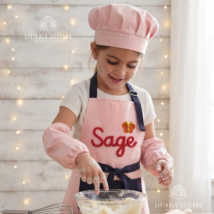 Custom Embroidered Kids Chef Set: Personalized Apron & Hat for Toddlers