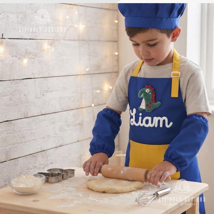 Custom Embroidered Kids Chef Set: Personalized Apron & Hat for Toddlers