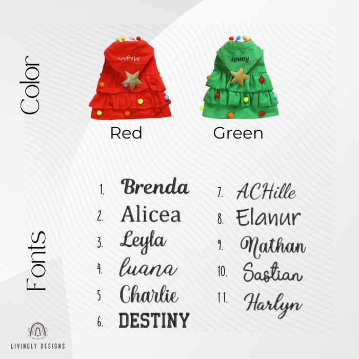 Personalized Pet Christmas Tree Cape: Custom Embroidered Costume for Dogs & Cats, Festive Costume, Jacket