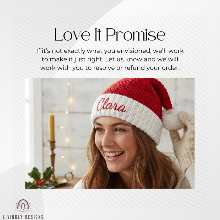 Personalized Crochet Santa Beanie: Custom Embroidered Chunky Knit Hat for Adults, Santa Hat - Embroidered Chunky Beanie for Adults