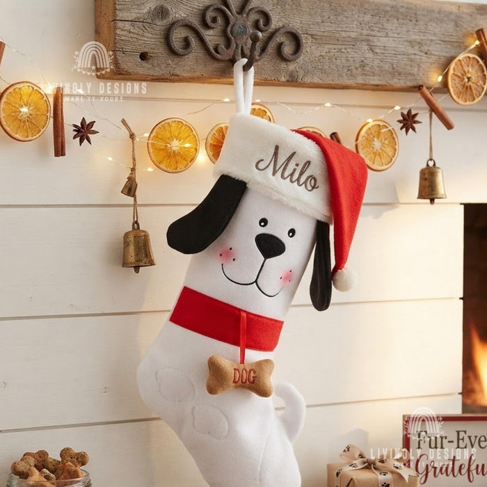 Personalized Dog Christmas Stocking, Custom Embroidered Name Pet Stocking