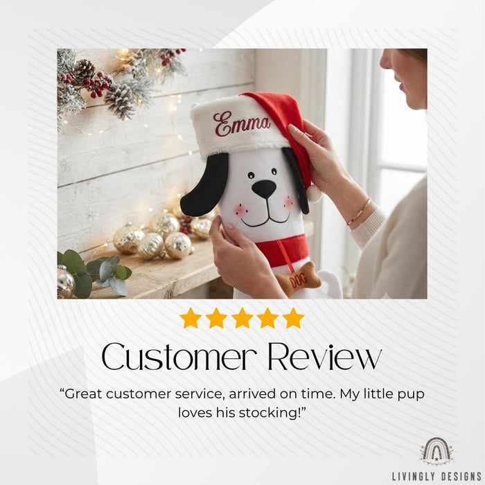 Custom Embroidered Pet Christmas Stocking: Personalized Dog Name Stocking, Family Gift