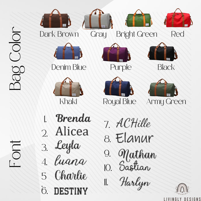 Custom Name Duffel Bag ~ Embroidered Canvas Weekender for Travel