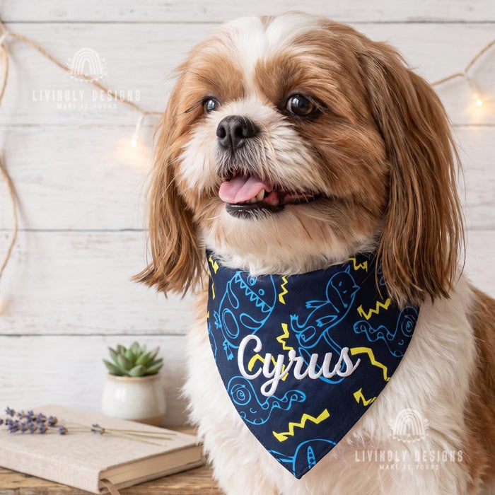 Personalized Halloween Pet Bandana: Custom Name Tie-On Scarf for Dogs & Cats
