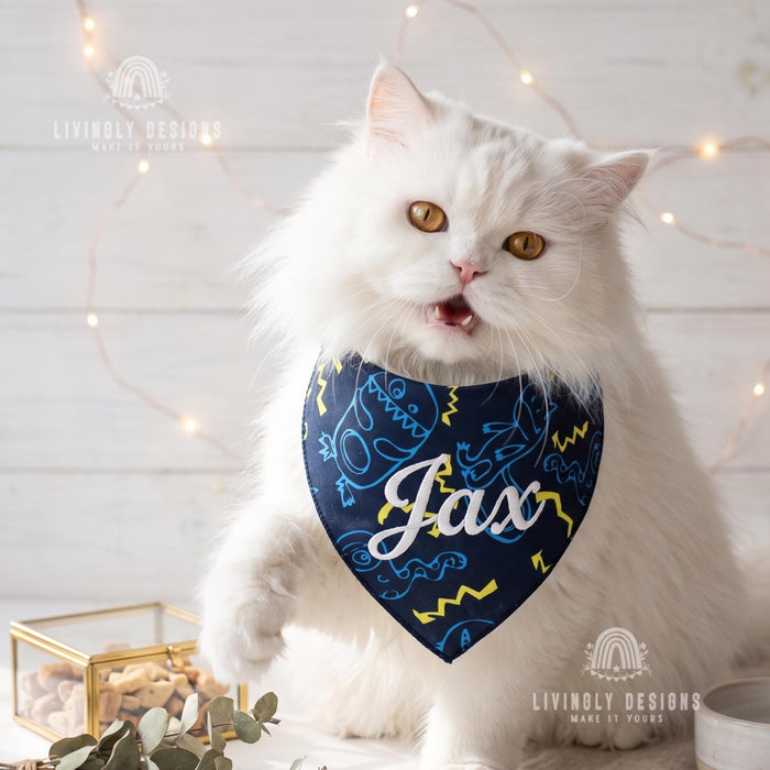 Personalized Halloween Pet Bandana: Custom Name Tie-On Scarf for Dogs & Cats