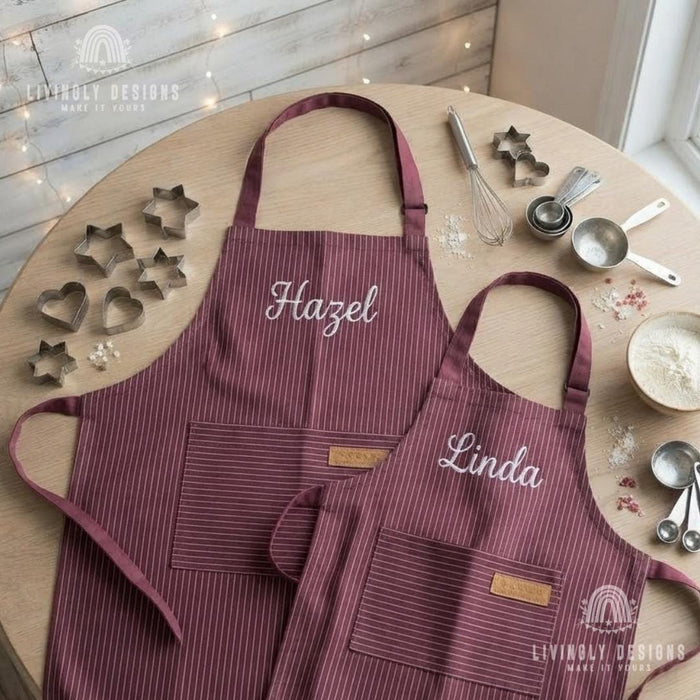 Personalized Mom & Child Apron Set : Matching Family Cooking Aprons